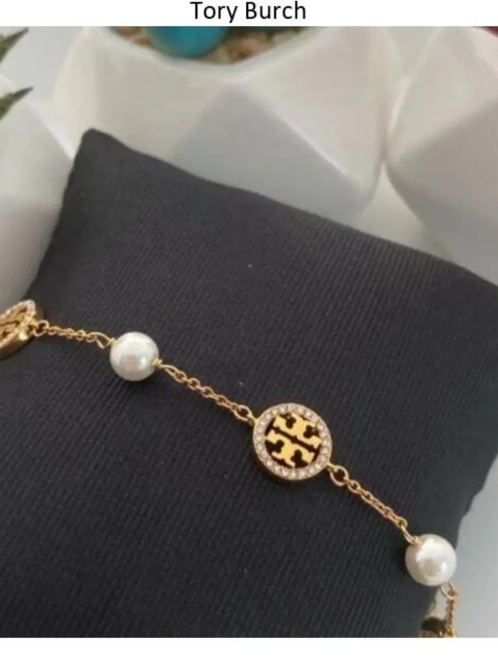 Tory Burch paved pearl bracelet